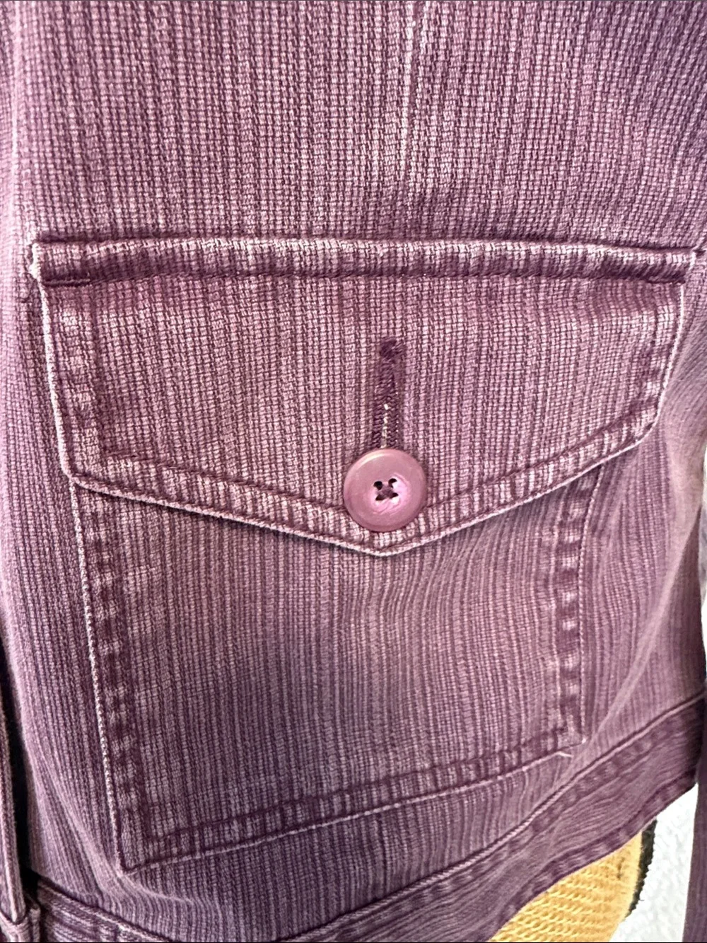 St. John's Bay ribbed texture utility jean jacket in a plum shade. Size L NWT